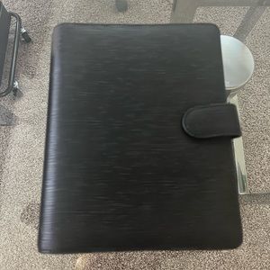 Cloth and Paper A5 6 ring contour leather planner cover black and silver